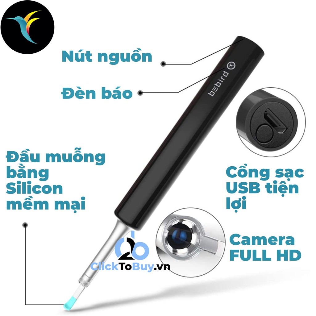 Bộ lấy ráy tai thông minh Bebird r1 với camera full HD cho hình ảnh sắc nét
