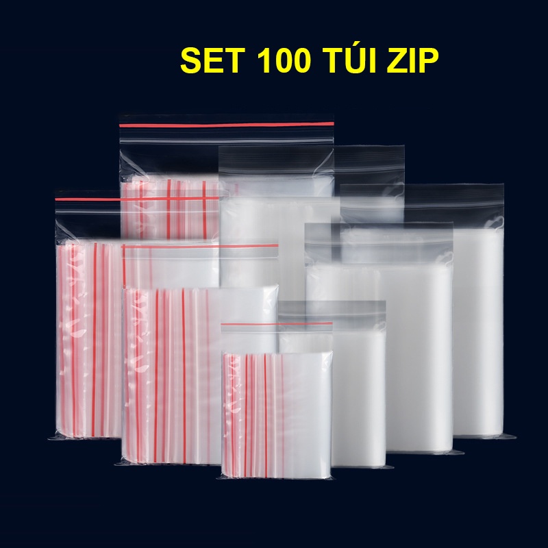 SET 100 Túi Zip Loại 1 Dầy Giá Rẻ - Chất Liệu PE An Toàn - Độ dày 6.5 zdem