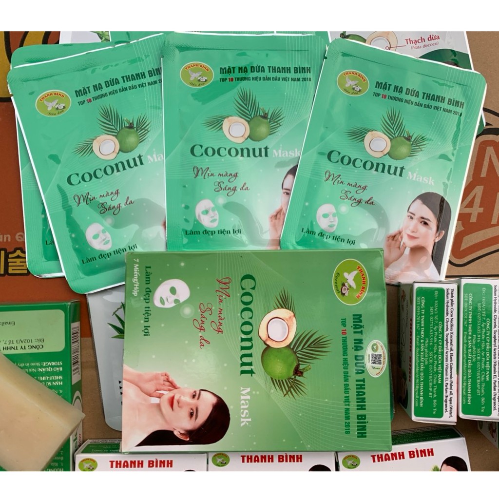 3 miếng mặt nạ dừa Thanh Bình COCONUT MASK 100% thiên nhiên