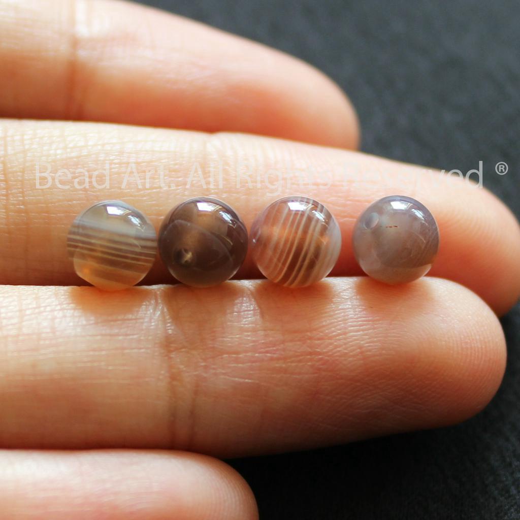 6MM Đá Agate Xám Đỏ, Phối Vòng Tay Phong Thuỷ, Chuỗi Hạt, Trang Sức S50 - Bead Art