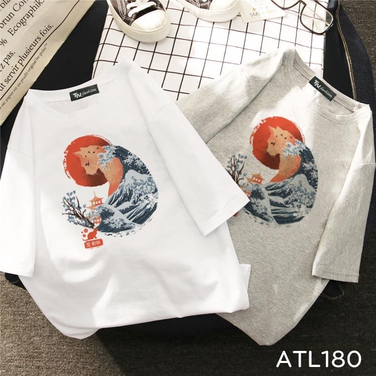 ATL180 Áo thun UNISEX nam nữ phong cách nhật bản hình mèo