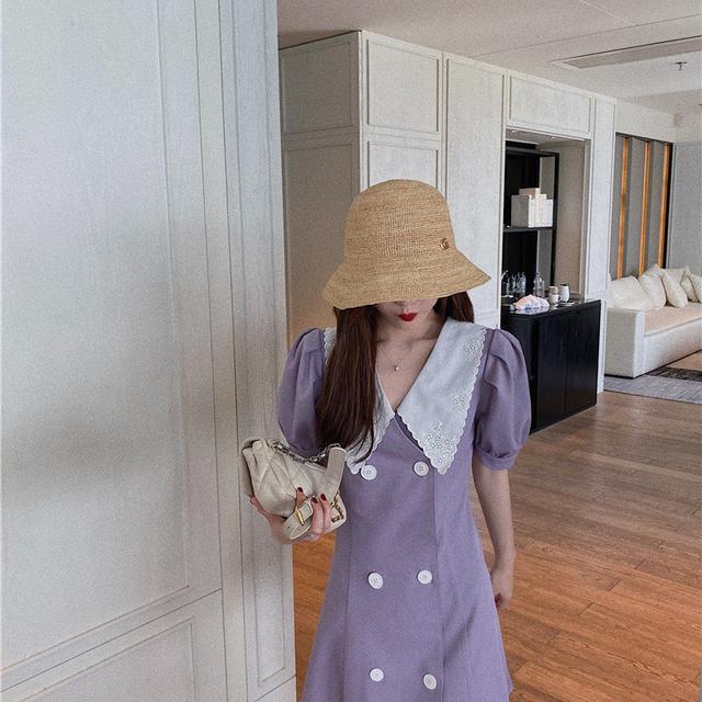 Đầm Tay Ngắn Cổ Chữ V Màu Tím Thời Trang Cho Nữ | BigBuy360 - bigbuy360.vn