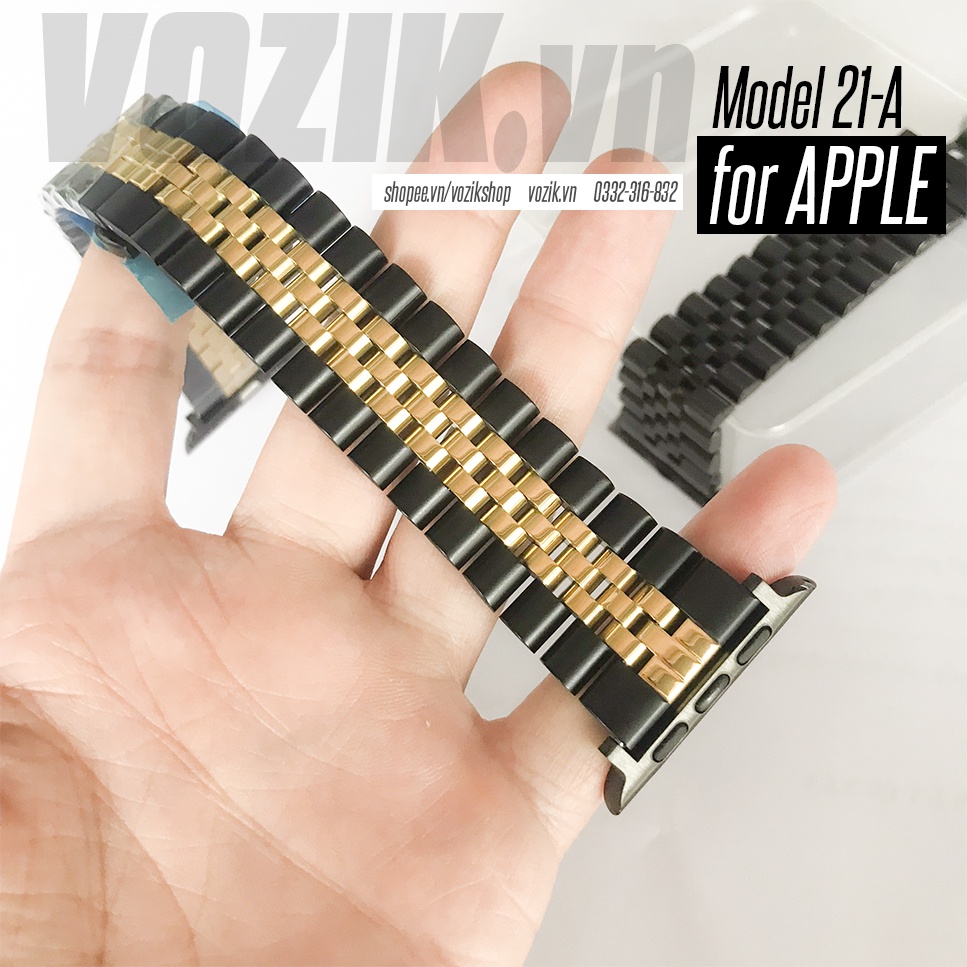 Dây đeo cho đồng hồ Apple Watch VOZIK Model 21-A chất liệu thép đúc đặc, chống gỉ (Stainless Steel Strap Band)-3