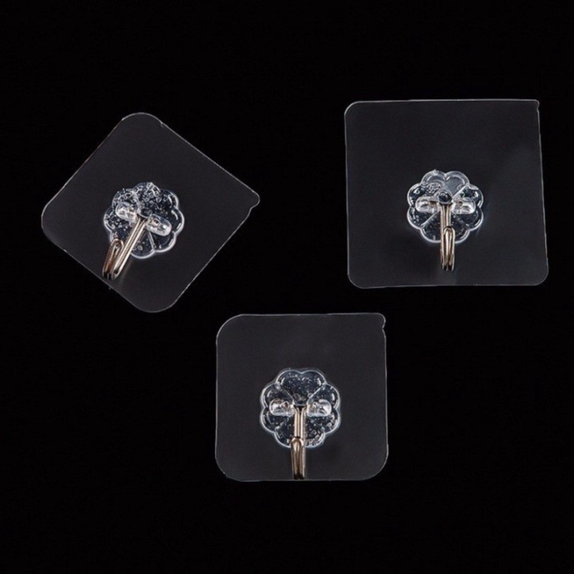 combo 5 móc dính tường trắng trong 6x6cm, móc dán tường siêu dính