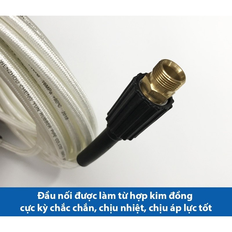 Dây rửa xe 15m áp lực cao+Tặng cút nối đồng