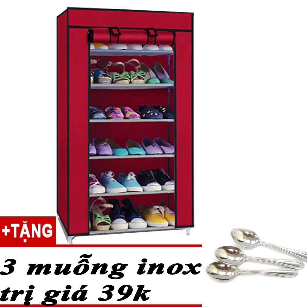 Combo Tủ vải để giày 7 tầng 6 ngăn + 3 muỗng inox