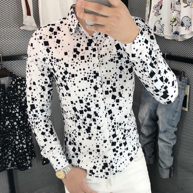 Áo sơ mi nam hoạ tiết kẻ ô vuông