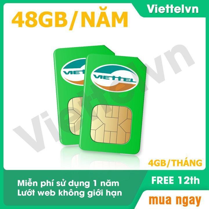 Sim 4G Viettel D500 trọn gói 1 năm ( 4GB / tháng - Gói D500 )