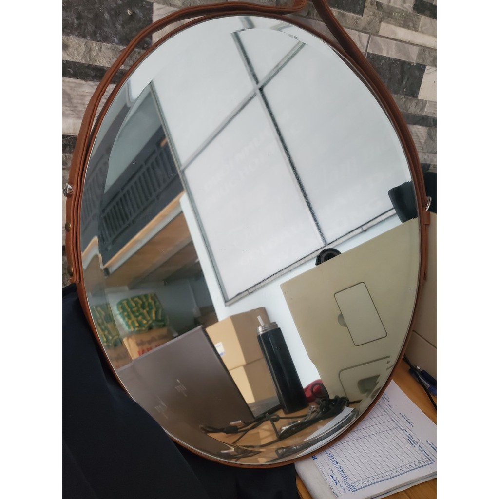 GƯƠNG TRÒN dây da không viền treo tường D50 - Home vui vẻ