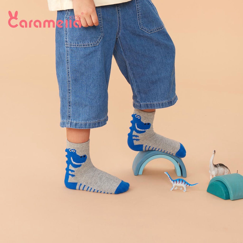 [Cao cấp] Set 3 đôi tất/vớ unisex phong cách hoạt hình chính hãng Caramella cho bé 0-9 tuổi