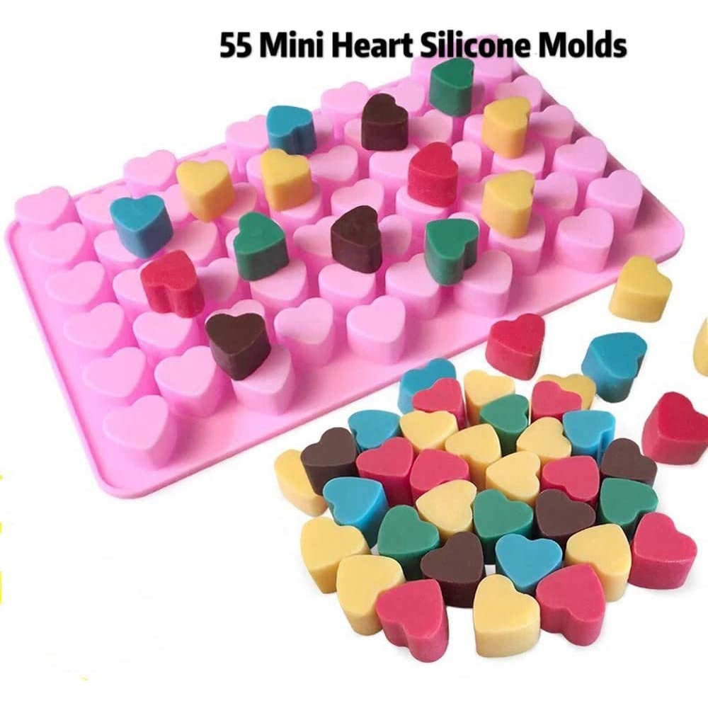 Khuôn làm bánh kẹo Anaeat bằng silicon hình trái tim chia 55 ngăn tái sử dụng được tiện lợi