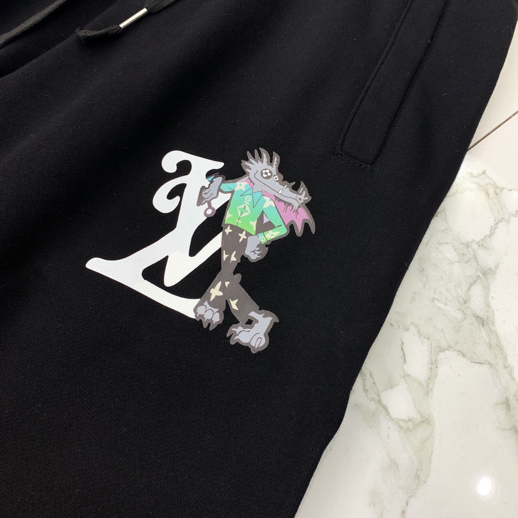 Quần dài LV bo gấu in chữ thời trang thu đông 2021 cho nam