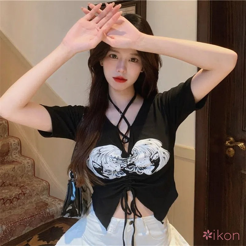 Áo Thun NgắN Tay Cổ Chữ V KhoéT Sâu GợI CảM Cho Nữ