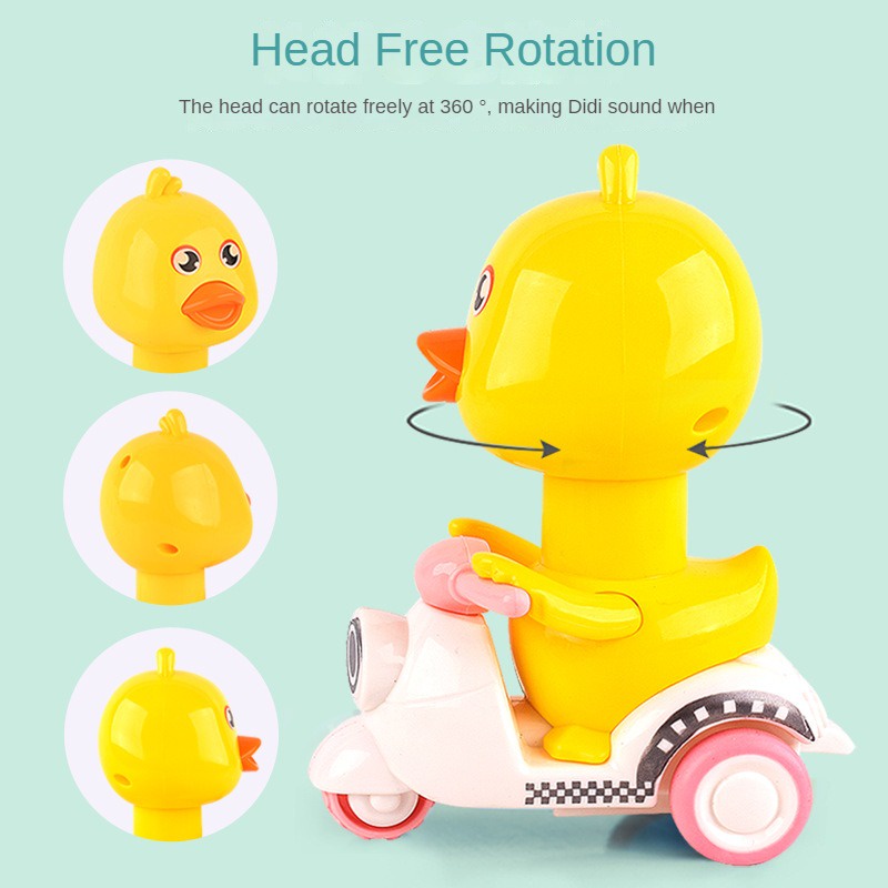 Xe Mô Tô Đồ Chơi Hình Chú Vịt Vàng Hoạt Hình Đáng Yêu Cho Bé