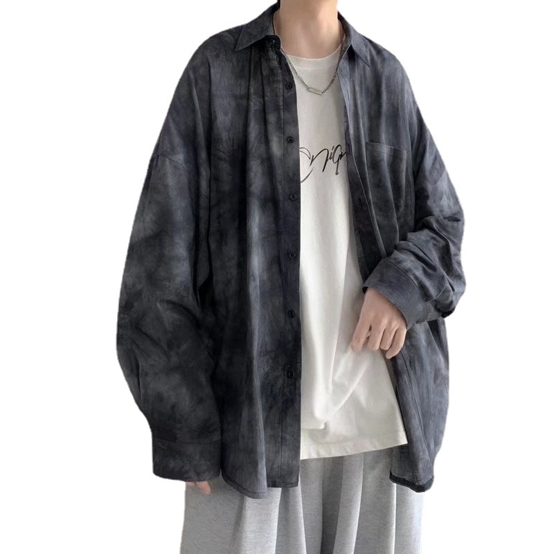 Áo sơ mi tay dài dáng rộng phối màu độc đáo thời trang Hàn Quốc cho nam size M-3XL