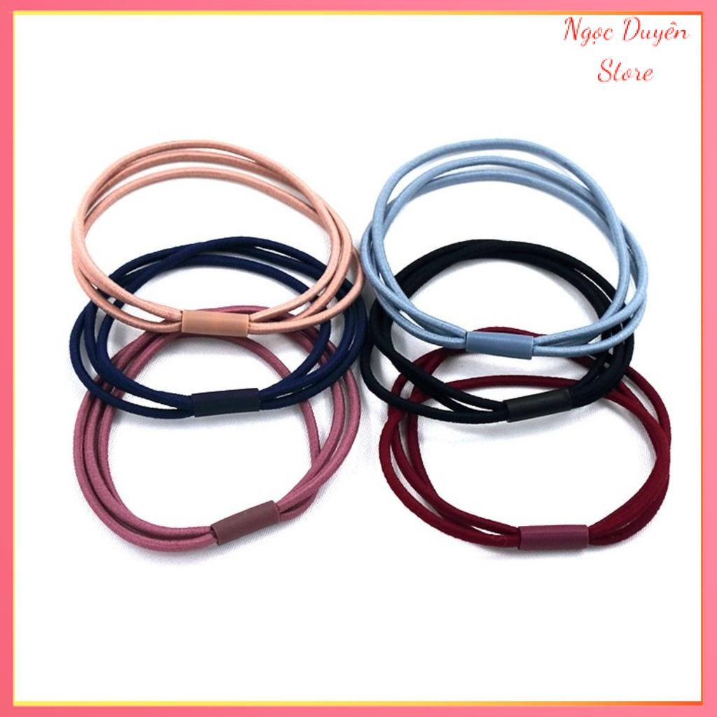 Set 3 Chun Buộc Tóc Trơn Basic 3 Vòng Chắc Chắn, Dây Buộc Tóc Trơn Nhiều Màu