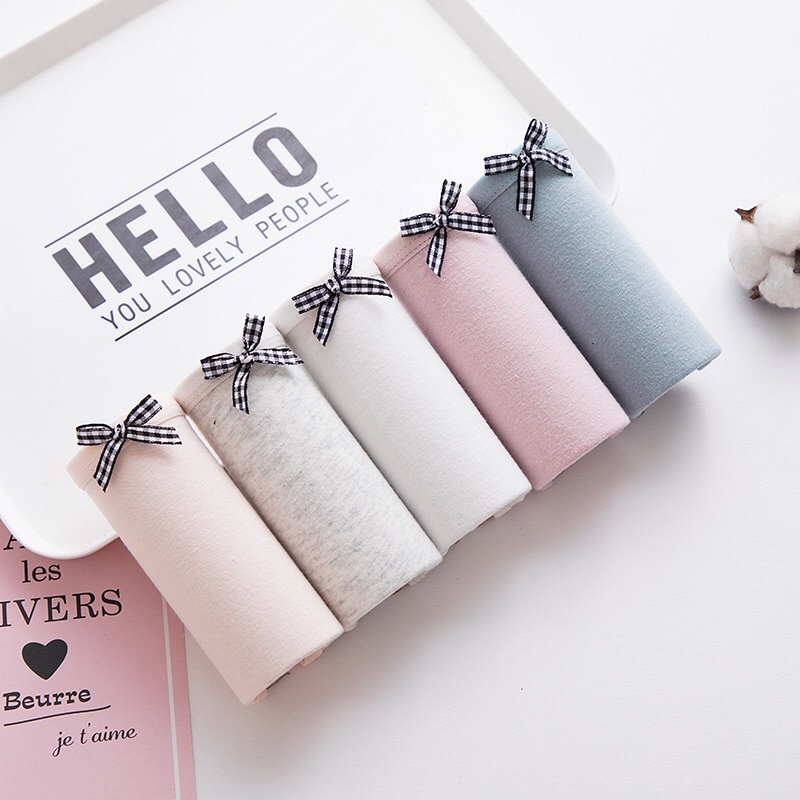Quần Lót Nữ Cotton Co Dãn 4 Chiều Nâng Mông Hoạ Tiết Nơ Dễ Thương Cá Tính JAENIA