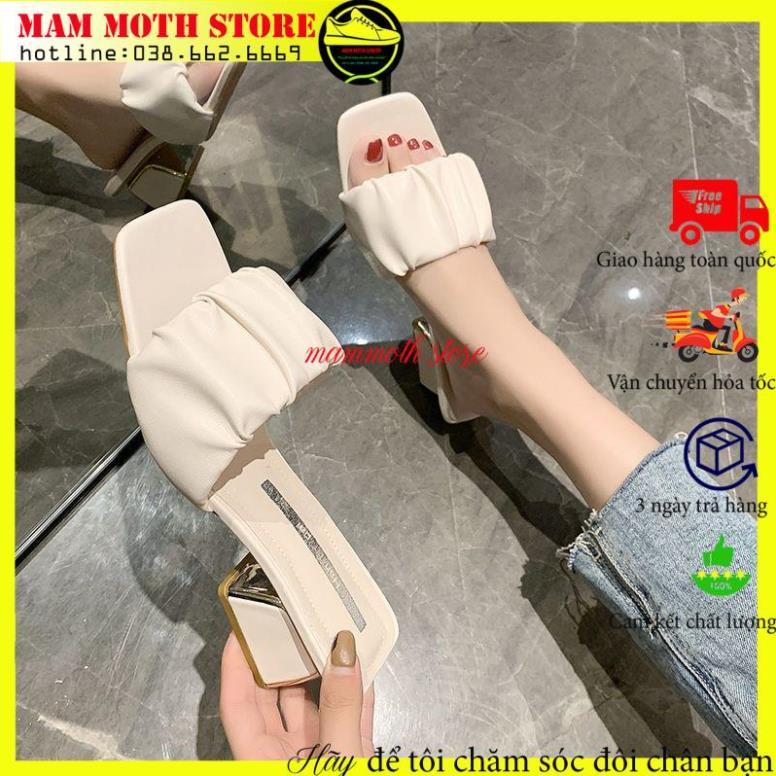 Dép Cao Gót, dép quai ngang Nữ 3 5 Phân Đế vuông siêu hot quai nhún bèo shop MAMMOTH