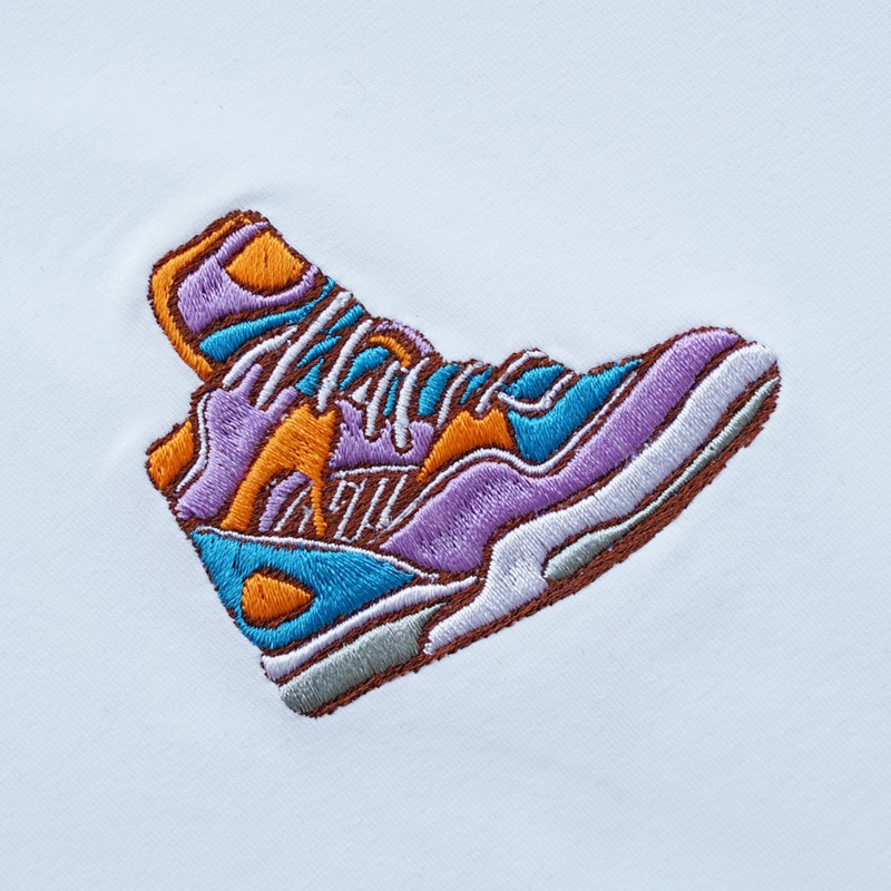 Áo Thun Nam Cao Cấp MYO Vải Cotton Thêu Hình Sneaker Cao Cấp