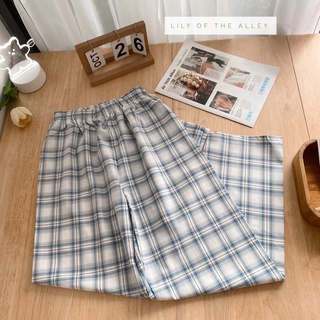 quần culottes kẻ xanh cạp chun