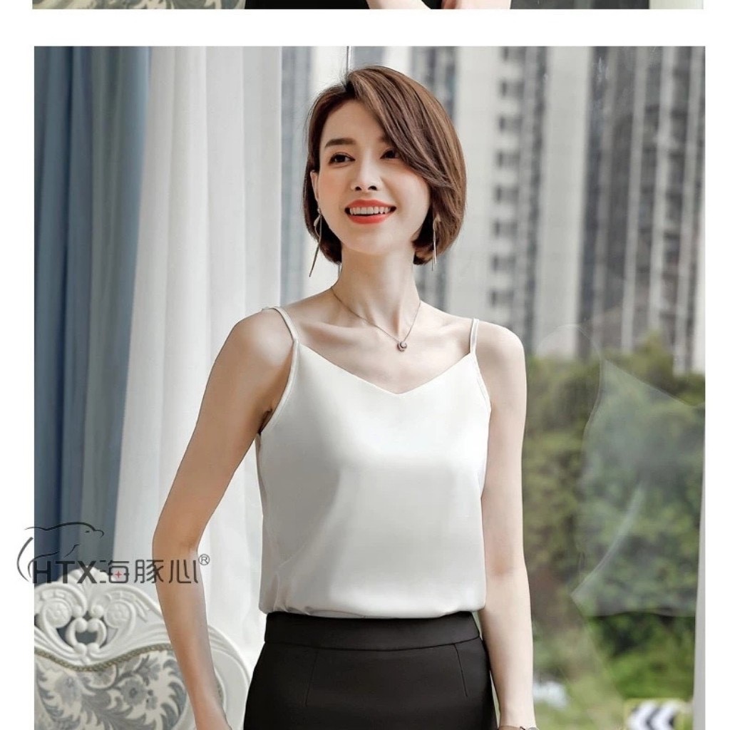 Áo 2 Dây Nữ Lụa Cổ Tim Hàng Cao Cấp - Siêu Hot 2021