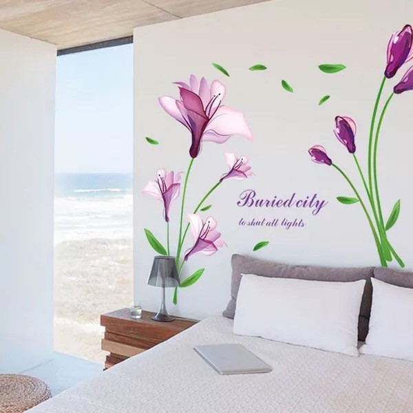 Decal trang trí tường Hoa Thảo Anh Tím 02