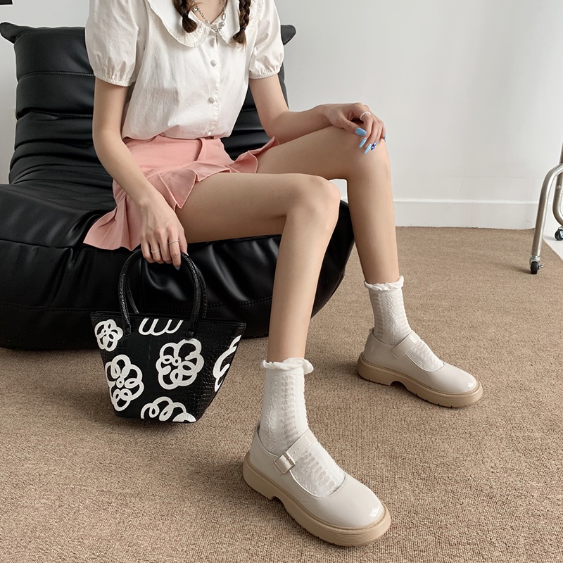 Giày da IELGY đế dày phong cách retro Nhật Bản thời trang cho nữ