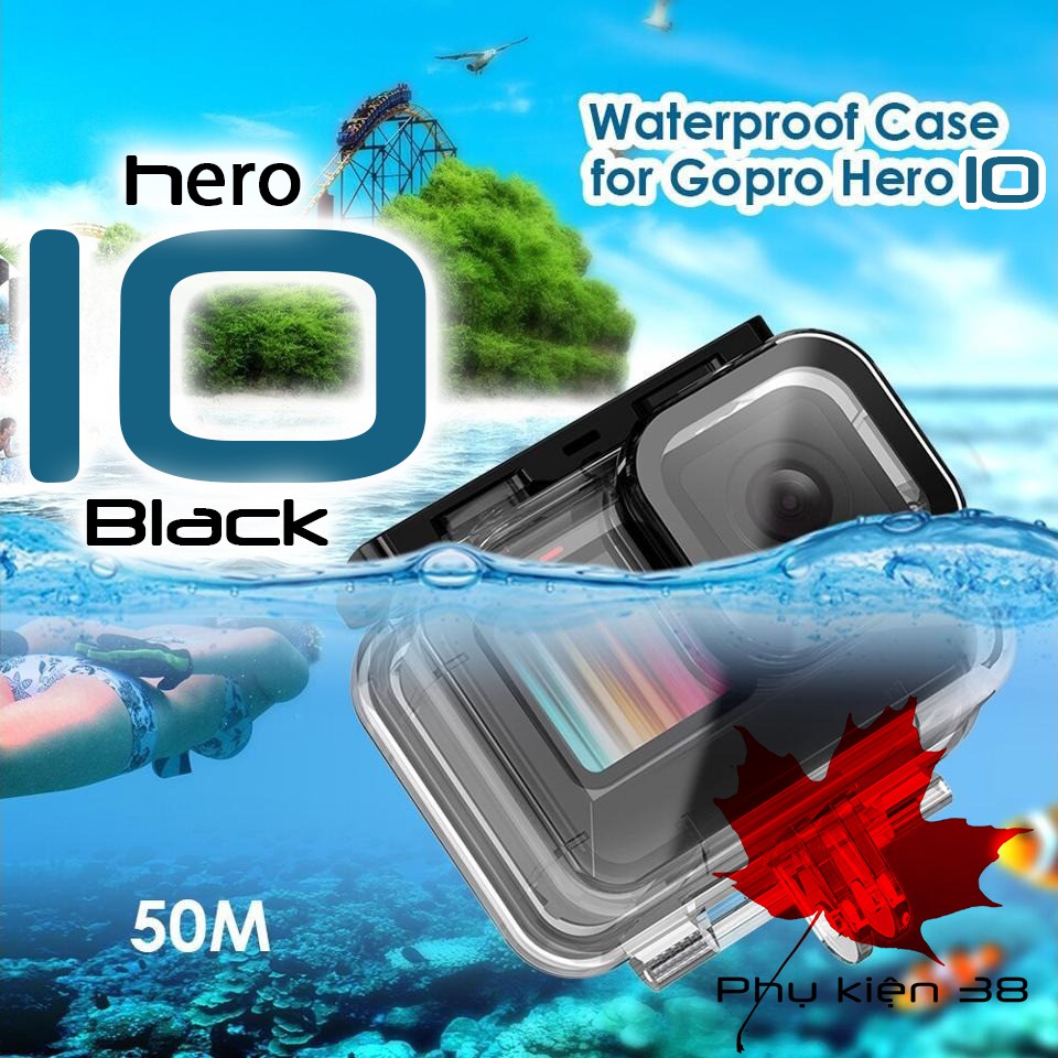 [ GOPRO 10 ] Case chống nước cho CASE GOPRO HERO 10 + tặng 12 miếng chống đọng sương