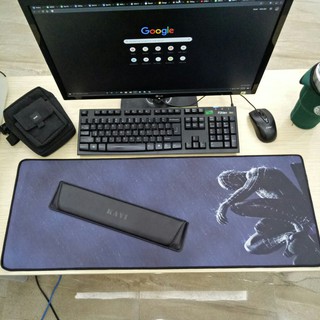 COMBO Lót chuột chơi game cỡ lớn mẫu người nhện 80x30+kê tay bàn phím đen ngắn new