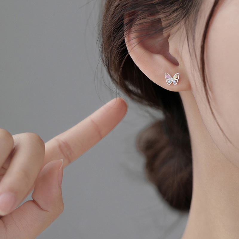 Bông Tai Mạ Bạc 925 Hình Bướm Đính Đá Thời Trang Cho Nữ