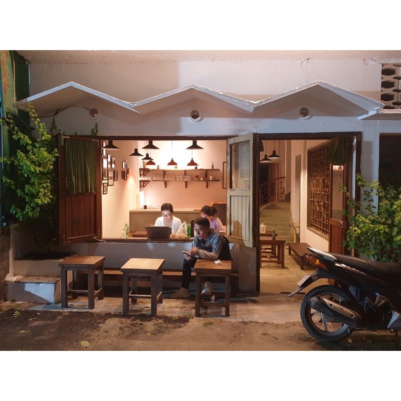 Bàn ghế gỗ thông cao cấp cho bếp hoặc phòng ăn phong cách vintage loại dài - Hàng gia công 1 bàn 4 đôn