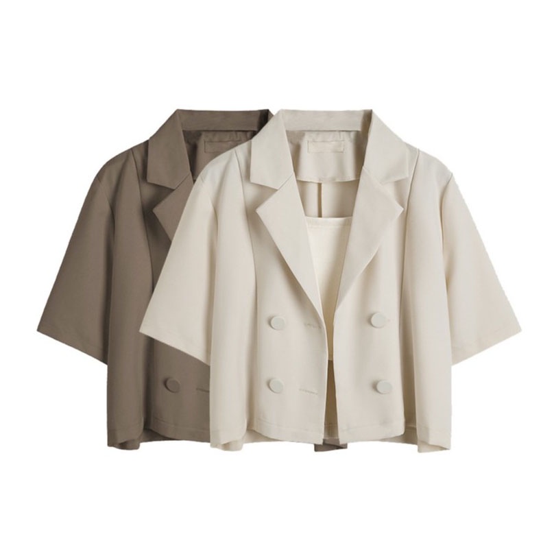 NUZIRO  Áo khoác blazer tay ngắn 3 màu sắc tùy chọn phong cách Hàn Quốc thời trang dành cho nữ
