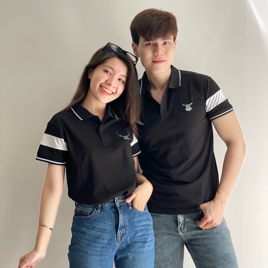 Áo Thun Nam Nữ Polo Cổ Bẻ Chất Liệu Cao Cấp 232 Ngực Thêu Sừng Hươu Thấm Hút Mồ Hôi Siêu Trẻ Trung