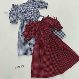 Đầm bẹc vai chất kate