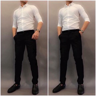 Áo sơ mi nam trơn dài tay công sở , dáng ôm body Hàn Quốc Mới