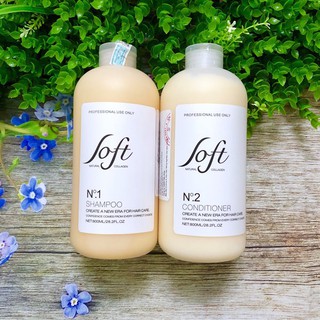 Dầu gội  xả SOFT Nature Collagen PHỤC HỒI TÓC, Xù, Gãy Ngọn, Tái Tạo Cấu Trúc Tóc 800ml