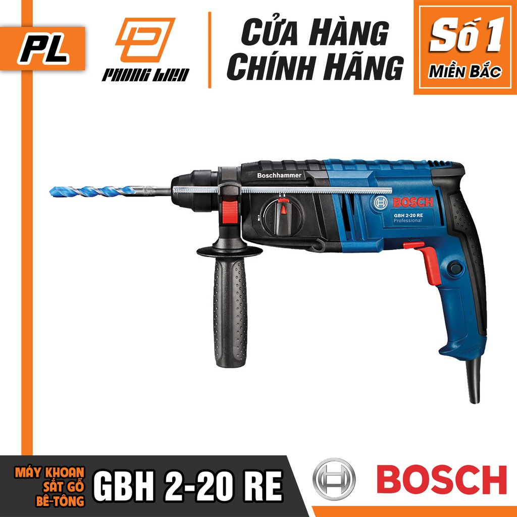 Máy Khoan Búa Bosch GBH 2-20 RE (20MM-600W) - Chuyên Khoan Bê Tông - Hàng Chính Hãng