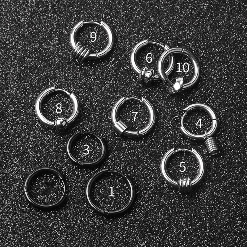 Set 10 Khuyên Tai Tròn Cá Tính Cho Nam Nữ