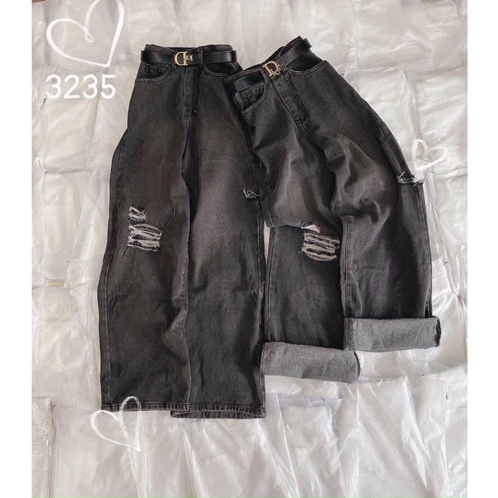 Quần bò suông ống rộng quần jean nữ suông quần jean ống rộng cạp cao