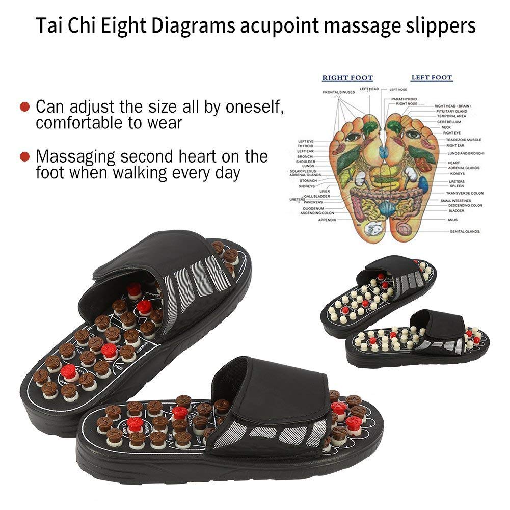Dép massage bấm huyệt Salorie P-024 họa tiết kẻ sọc châm cứu lòng bàn chân cho nam và nữ