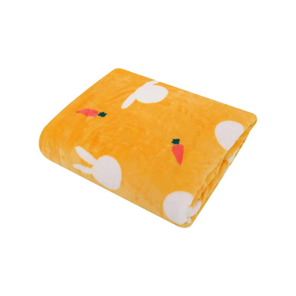 HomeBase HL Chăn mền nỉ du lịch văn phòng Polyester H152xW127cm Màu Vàng
