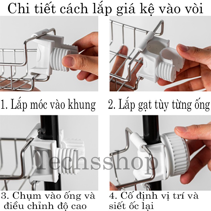 Kệ Inox Gắn Vòi Nước, Vòi Sen Để Đồ Có Thể Điều Chỉnh Hướng Và Vị Trí - Khay Xà Phòng Nhà Bếp, Nhà Tắm 1 Tầng