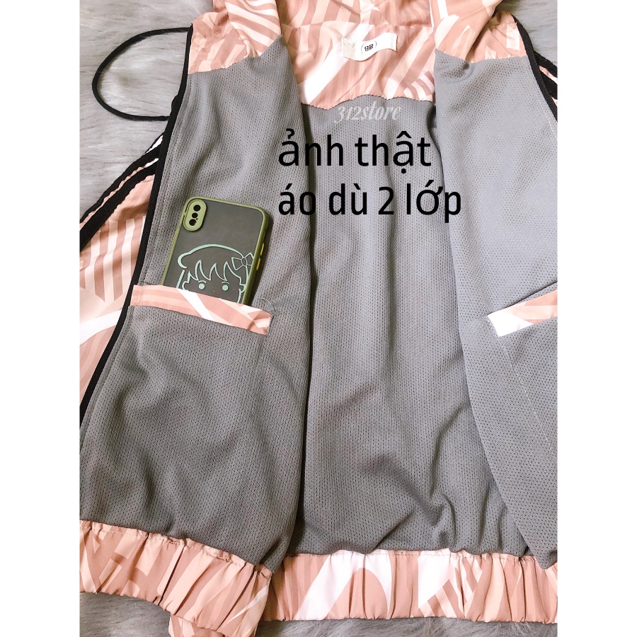 Áo khoác dù phối họa tiết 3D unisex - Dù 2 lớp form rộng có mũi túi trong must have item mùa hè