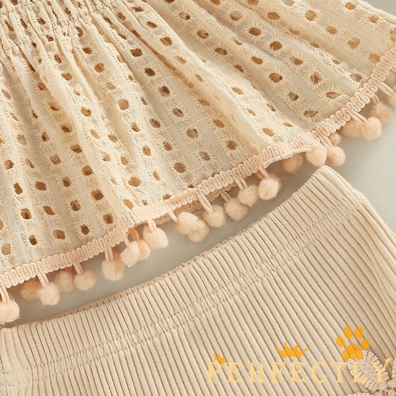 Set Đồ Mùa Hè Gồm Áo Ba Lỗ Xếp Ly + Quần Ngắn Co Giãn Màu Trơn Cho Bé Gái