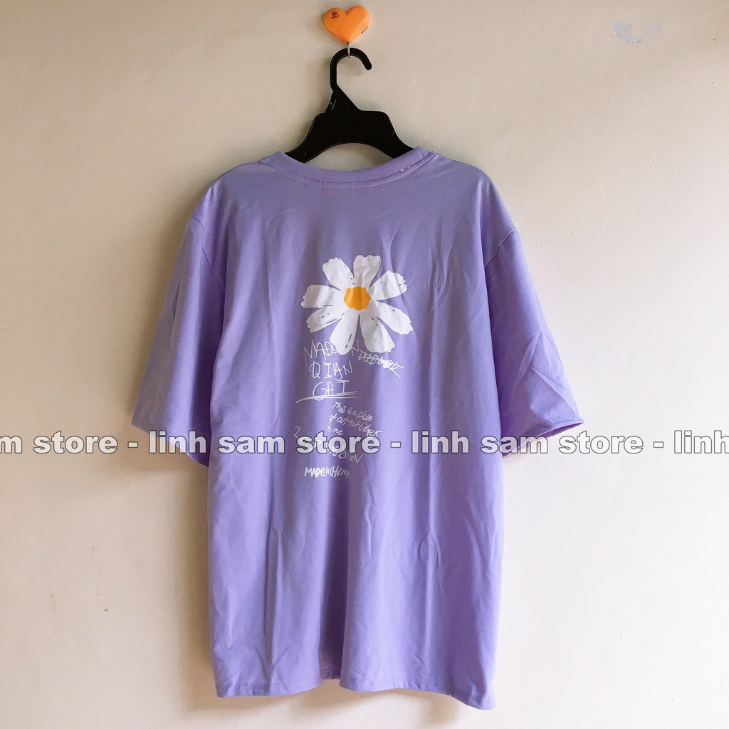 Áo thun tay lỡ nữ freesize phông form rộng Unisex, mặc lớp, nhóm, cặp in hình HOA CÚC CHỮ KÝ GD | BigBuy360 - bigbuy360.vn