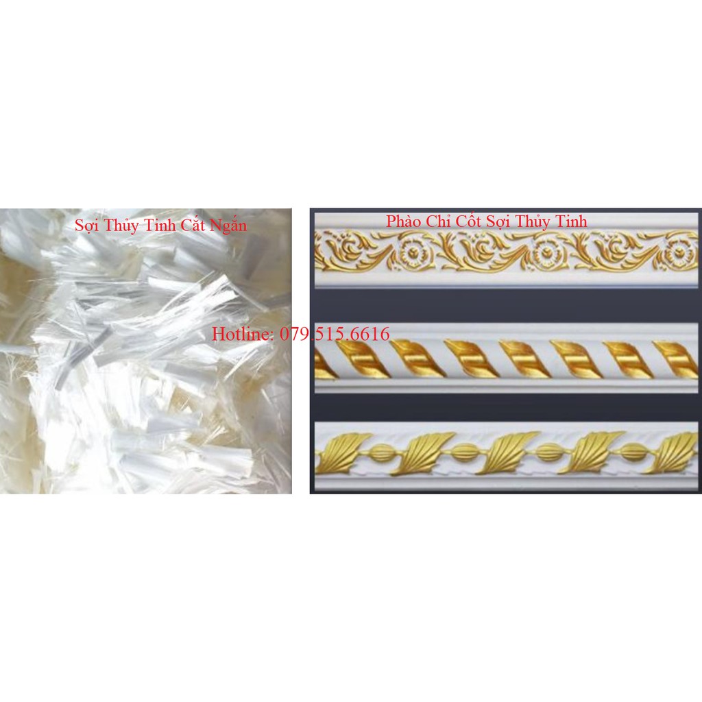 Sợi Thủy Tinh - Sợi Cắt Ngắn Làm Phào Chỉ Bê Tông – Thạch Cao - Hoa Văn Trang Trí - 1Kg