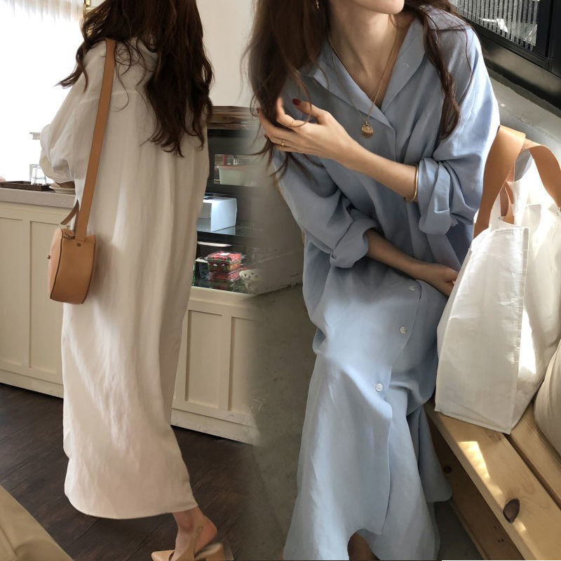 Đầm sơ mi dáng suông dài dành cho nữ
