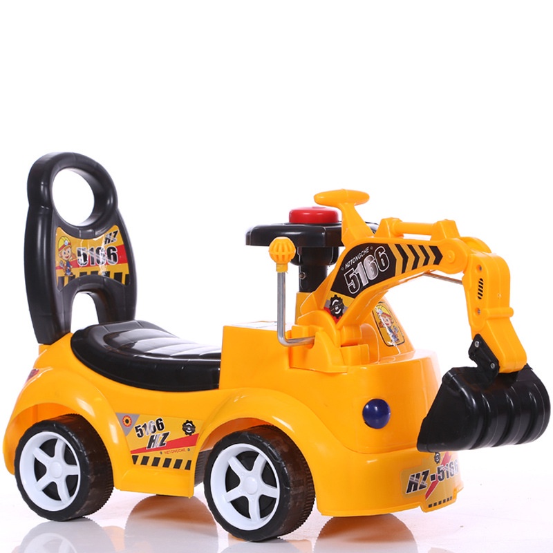 【Baby play】Máy xúc mới dành cho trẻ em có thể ngồi và lái xe công nghệ bốn bánh có nhạc