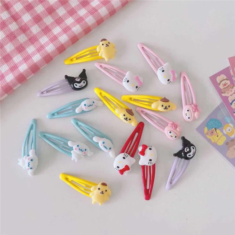 SANRIO Set 2 Kẹp Tóc Hình Mèo Kitty/ Kuromi/ Hello Kitty Dễ Thương Cho Bé Gái