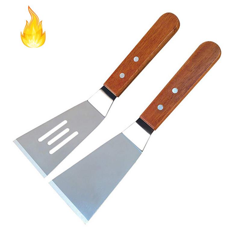 Bộ 2 Dụng Cụ Nấu Ăn Bằng Thép Không Gỉ Với Tay Cầm Gỗ Tiện Dụng Cho Nhà Bếp
